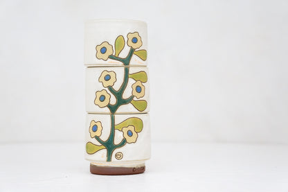 Yellow Flower triple stack in Bone