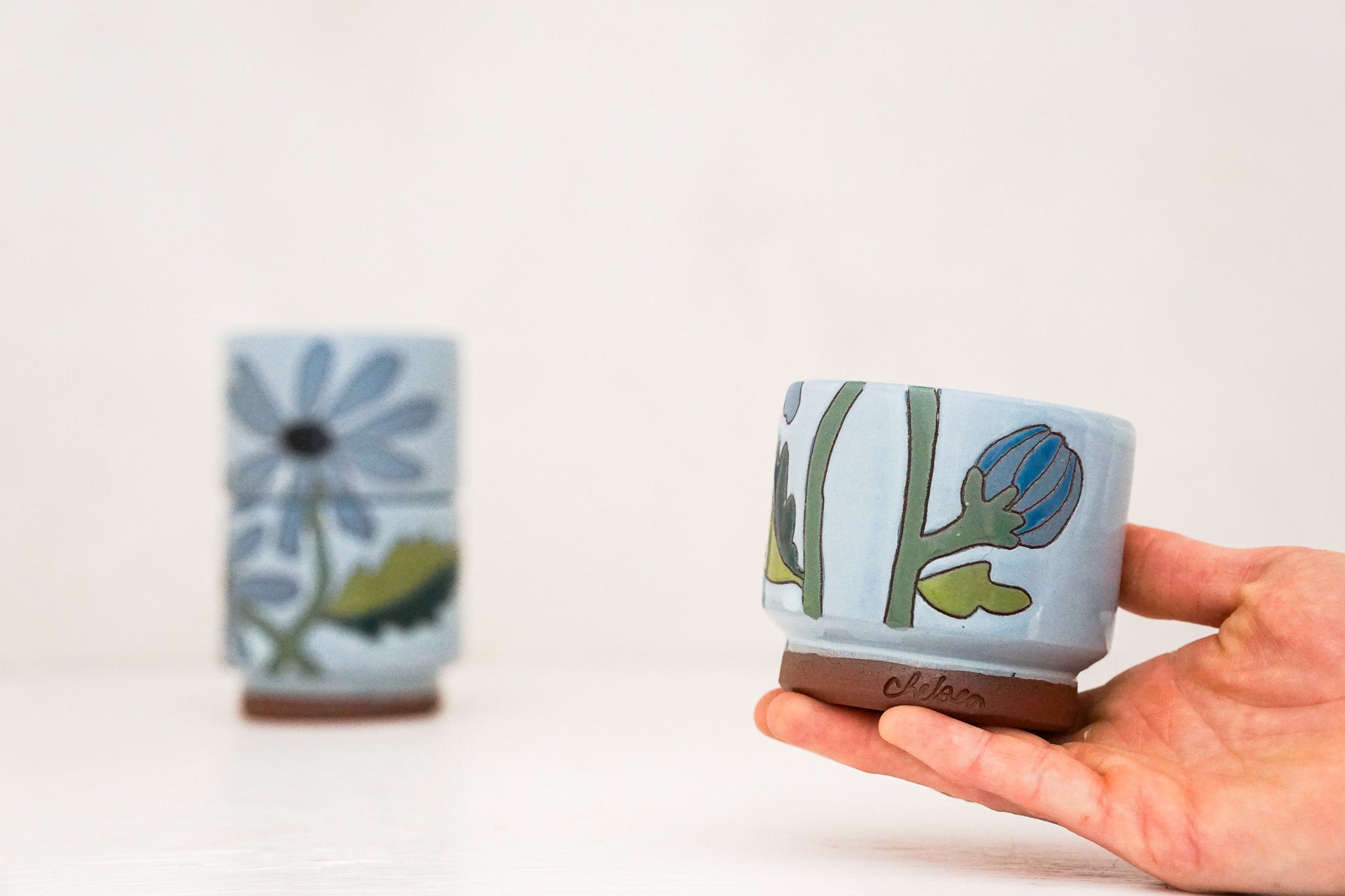 Felicia Blue Daisy Flower  triple stack in Ira