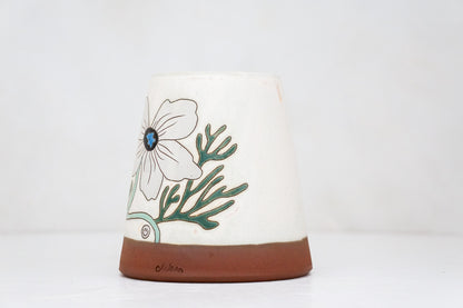 Anemone Flower Utensil Crock/ Vase in Bone