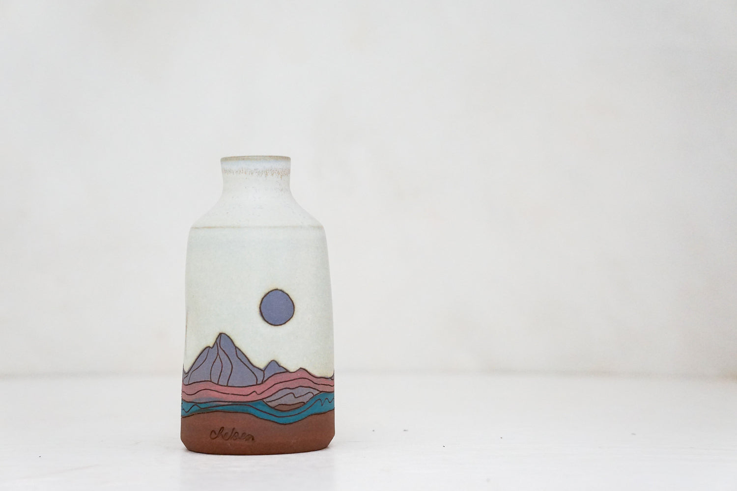 Mtn Moon purple Bottle vase in Bone