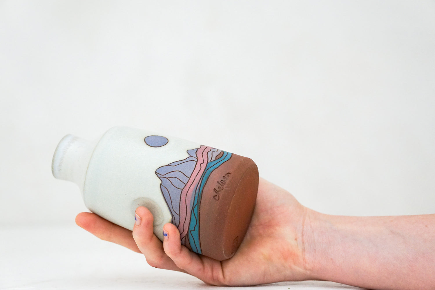 Mtn Moon purple Bottle vase in Bone