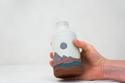 Mtn Moon purple Bottle vase in Bone