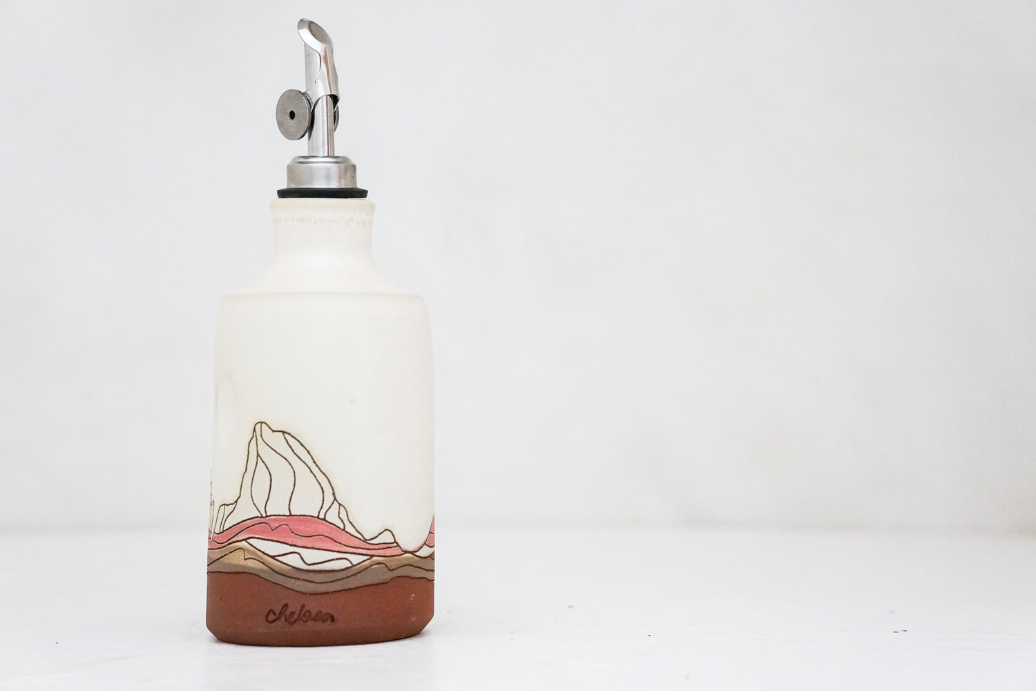 W Teton Olive oil Bottle in Bone