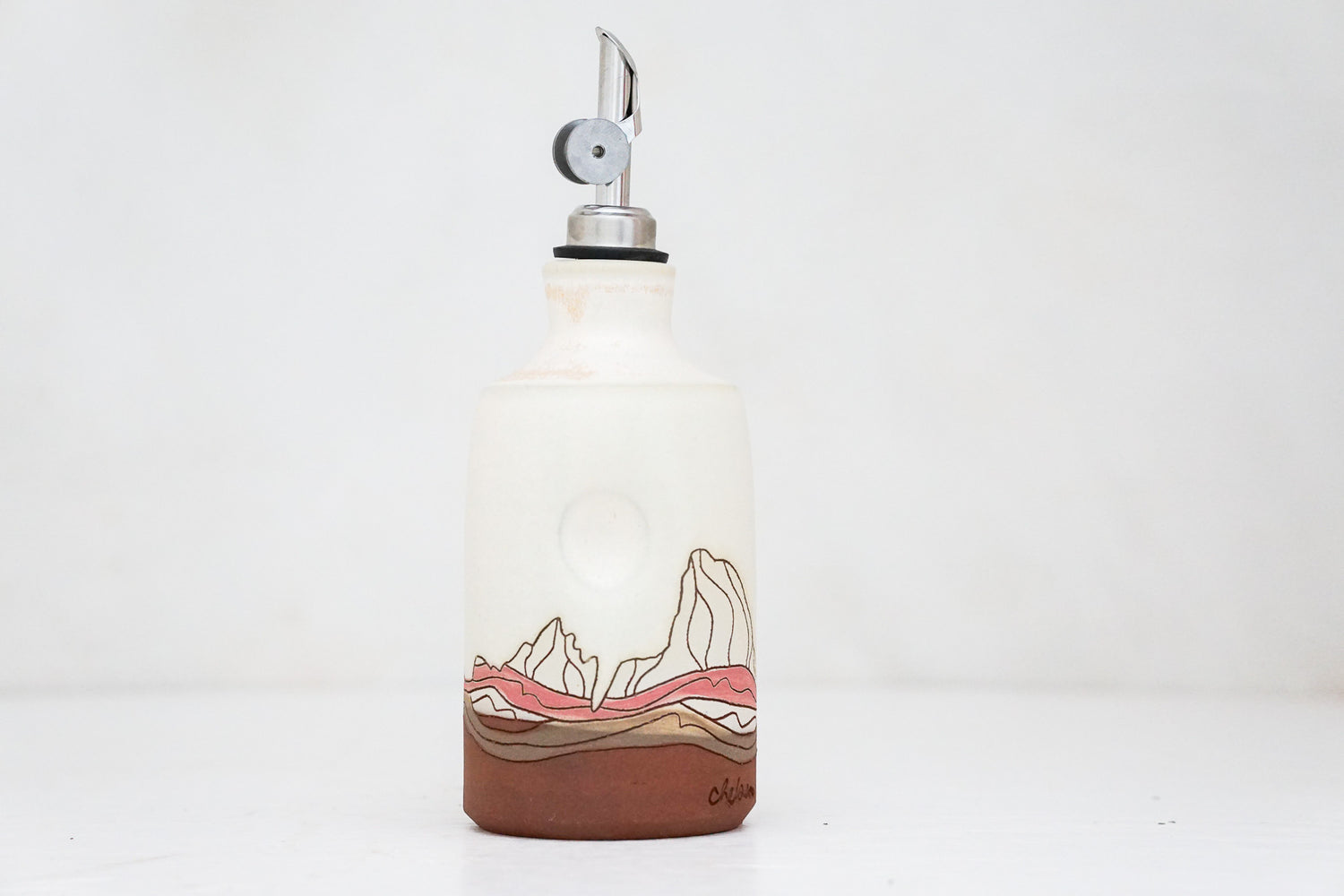W Teton Olive oil Bottle in Bone