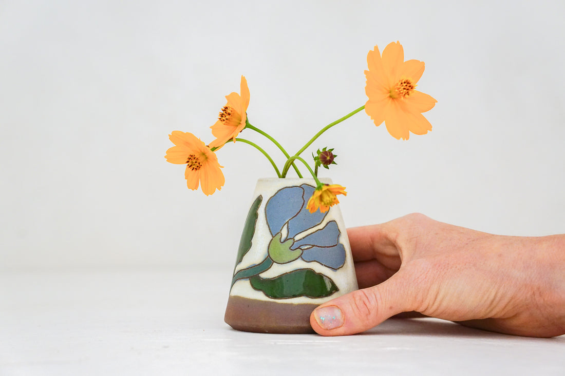 Dancing Flower Bud vase in Bone
