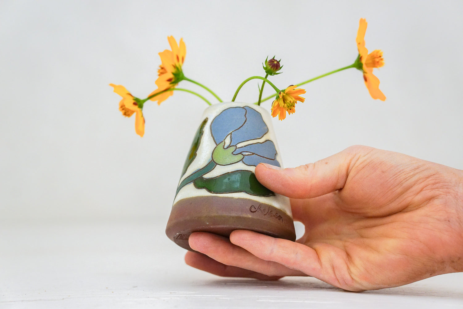 Dancing Flower Bud vase in Bone