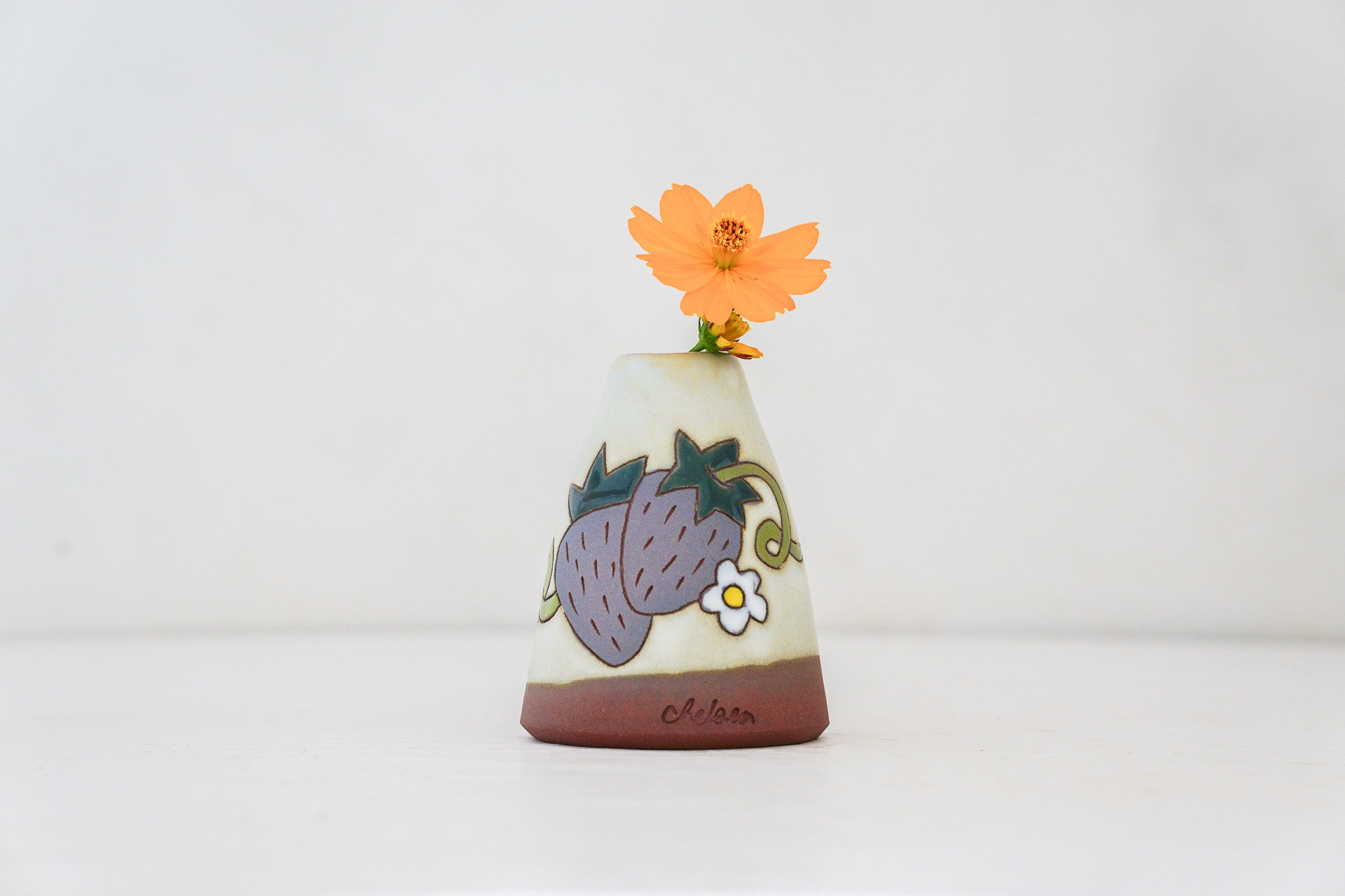 Purple Strawberry Vase in Bone