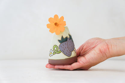 Purple Strawberry Vase in Bone