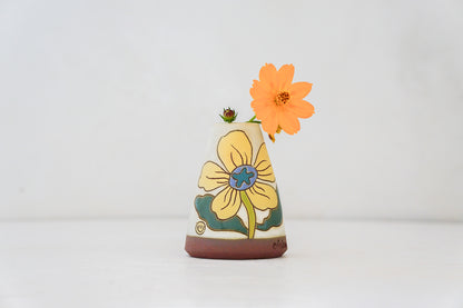 Yellow Flower Vase in Bone