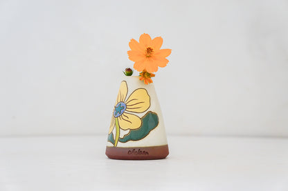 Yellow Flower Vase in Bone