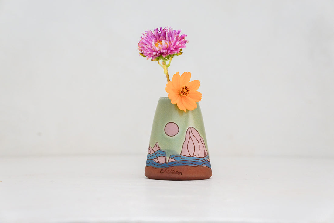 W Teton Moon Bud vase in Sage