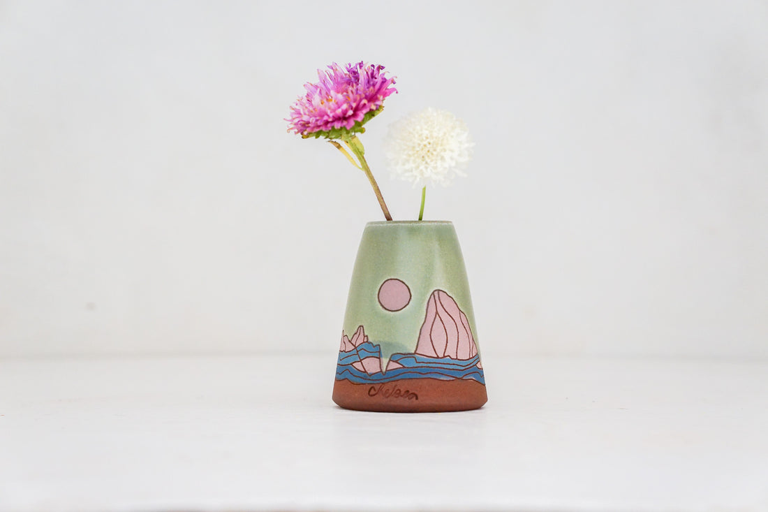 W Teton Moon Bud vase in Sage