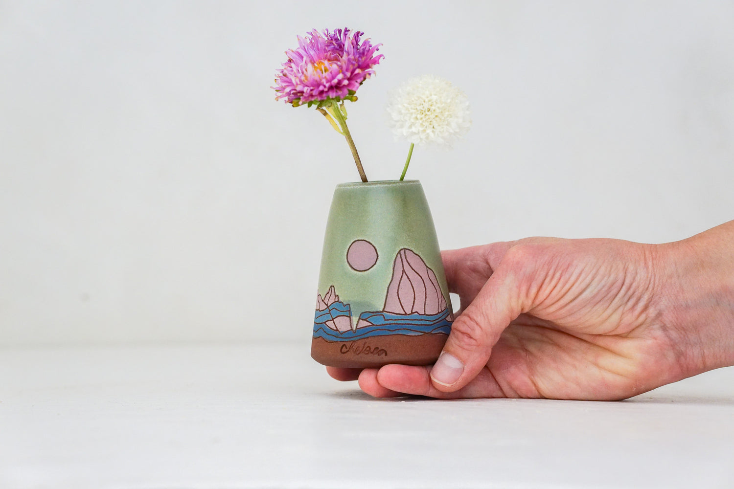 W Teton Moon Bud vase in Sage