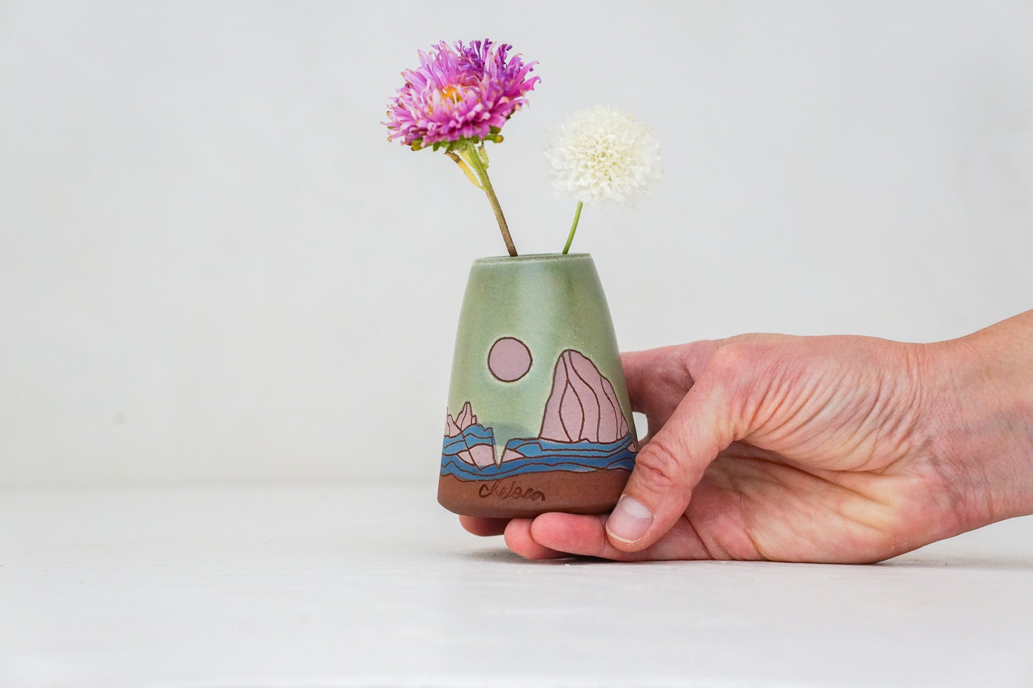 W Teton Moon Bud vase in Sage