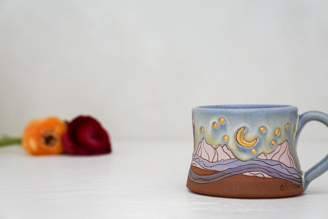 Crescent moon Orions belt GOLD mug