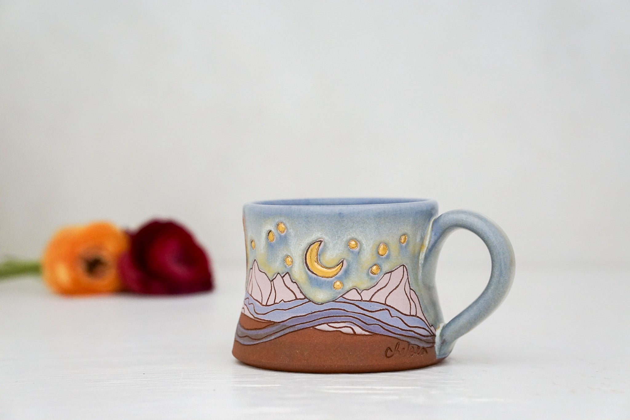 Crescent moon Orions belt GOLD mug