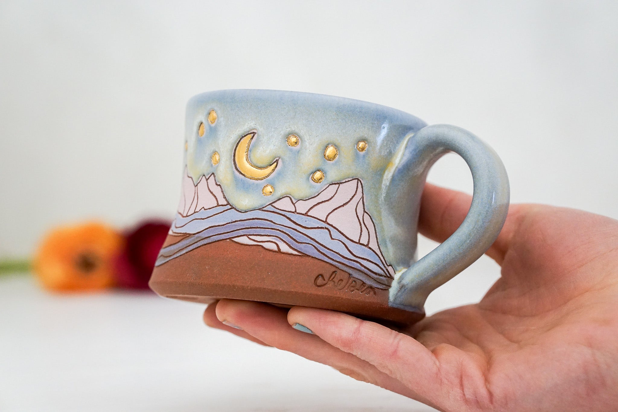 Crescent moon Orions belt GOLD mug