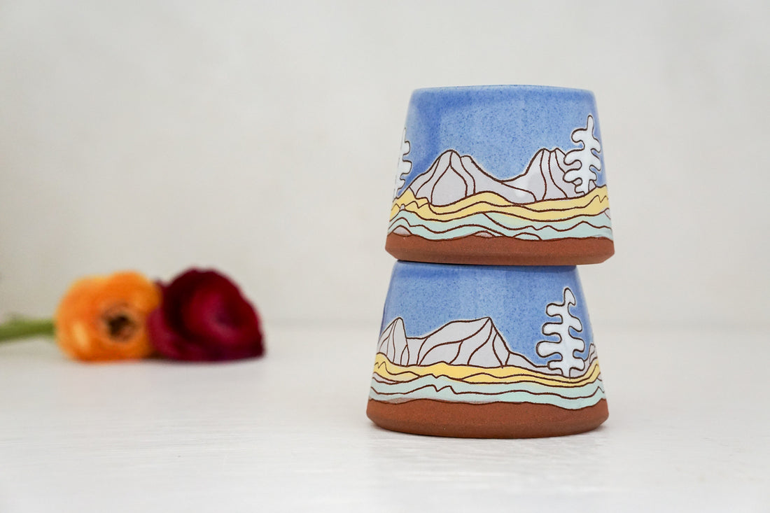 Periwinkle Snow Trees cup