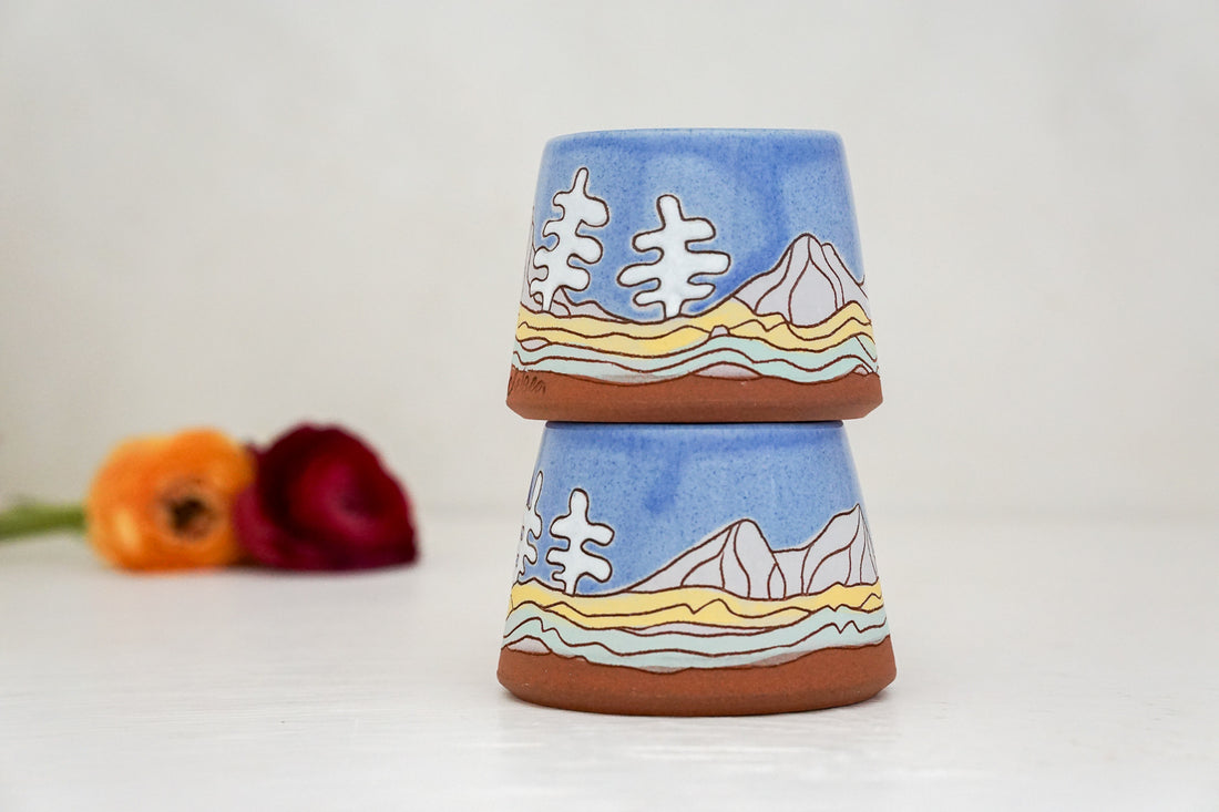Periwinkle Snow Trees cup