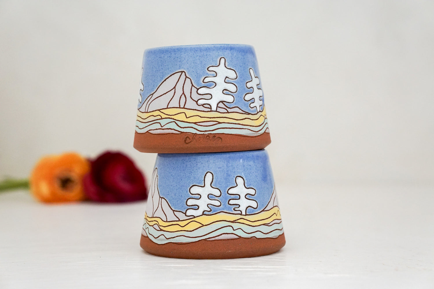 Periwinkle Snow Trees cup