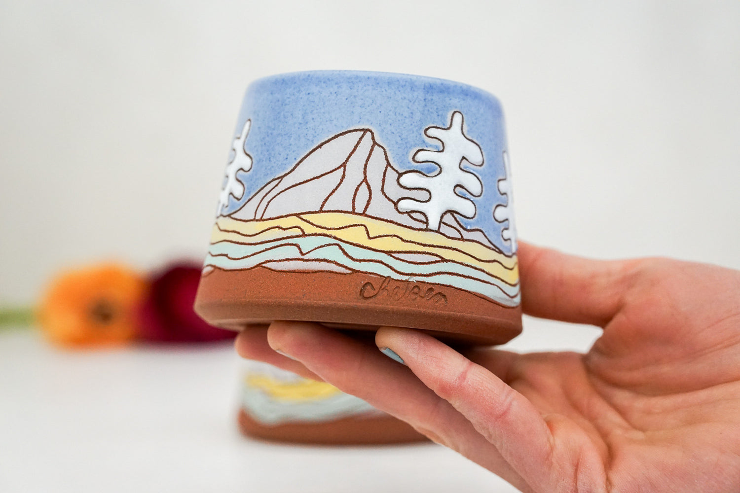 Periwinkle Snow Trees cup