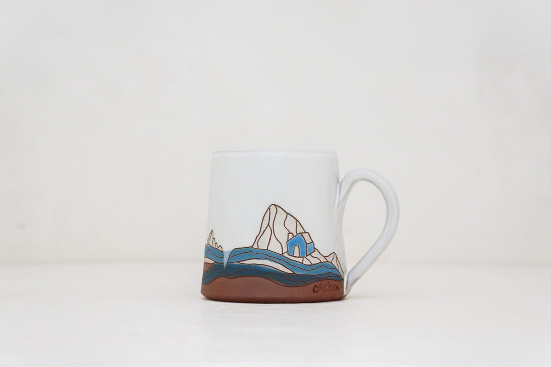 W Teton Blue House mug in White