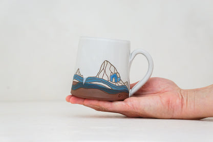 W Teton Blue House mug in White