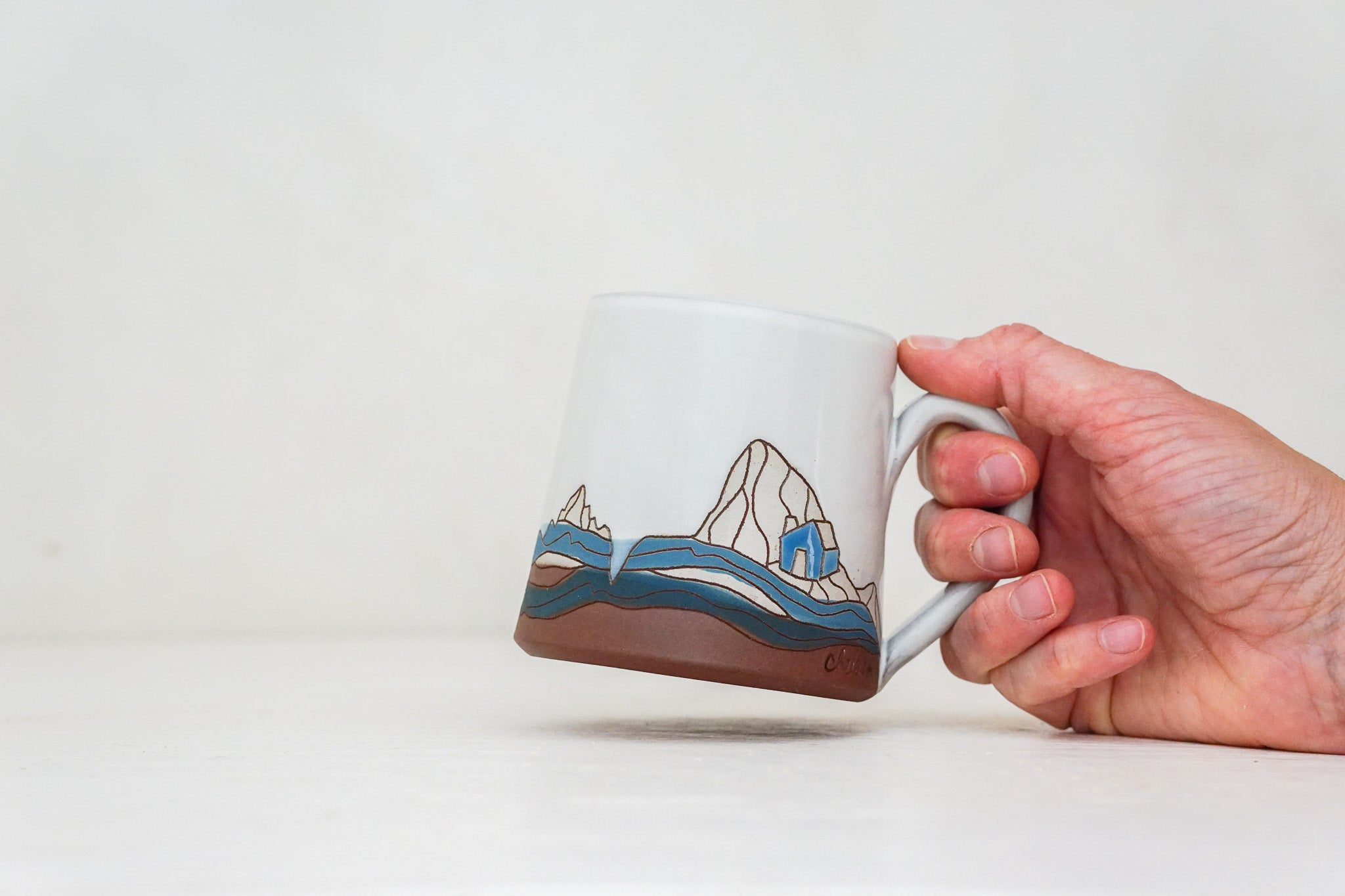 W Teton Blue House mug in White