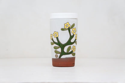 Lil Yellow Flower Travel Cup in White
