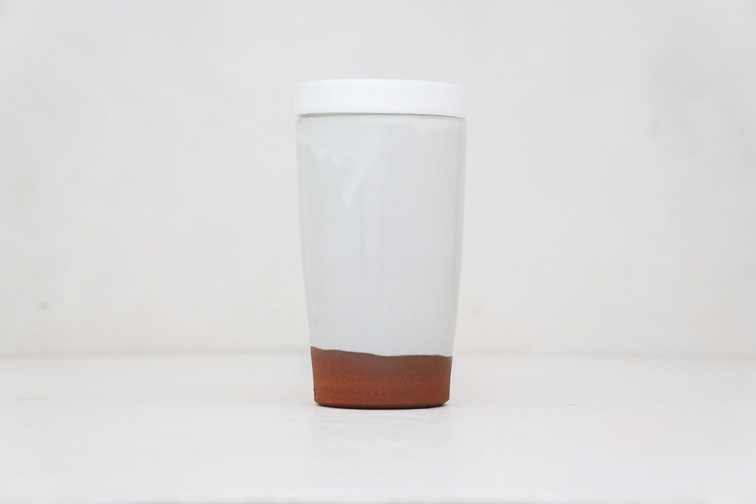 Lil Yellow Flower Travel Cup in White