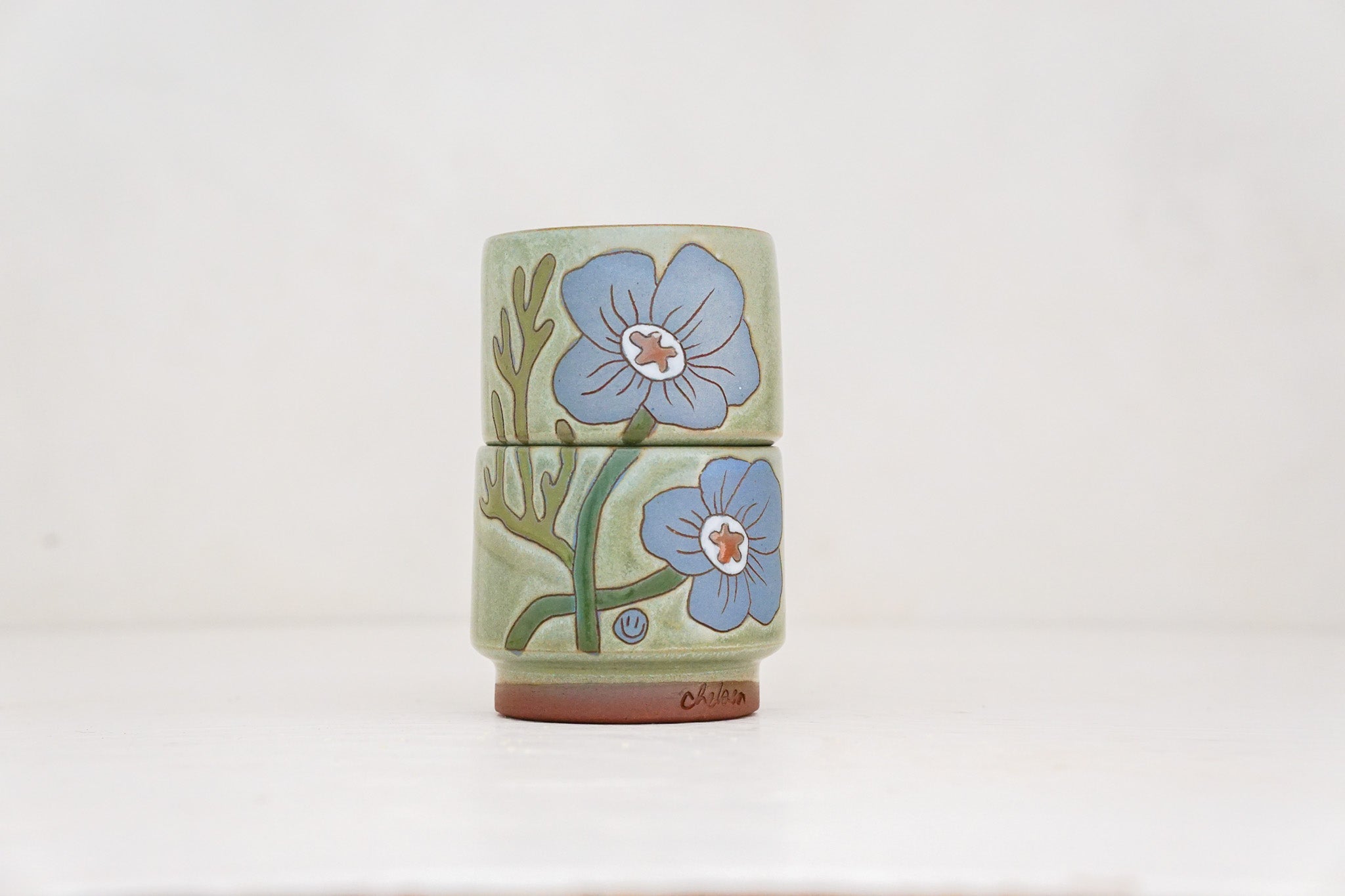 Blue Cosmo double stack in Sage