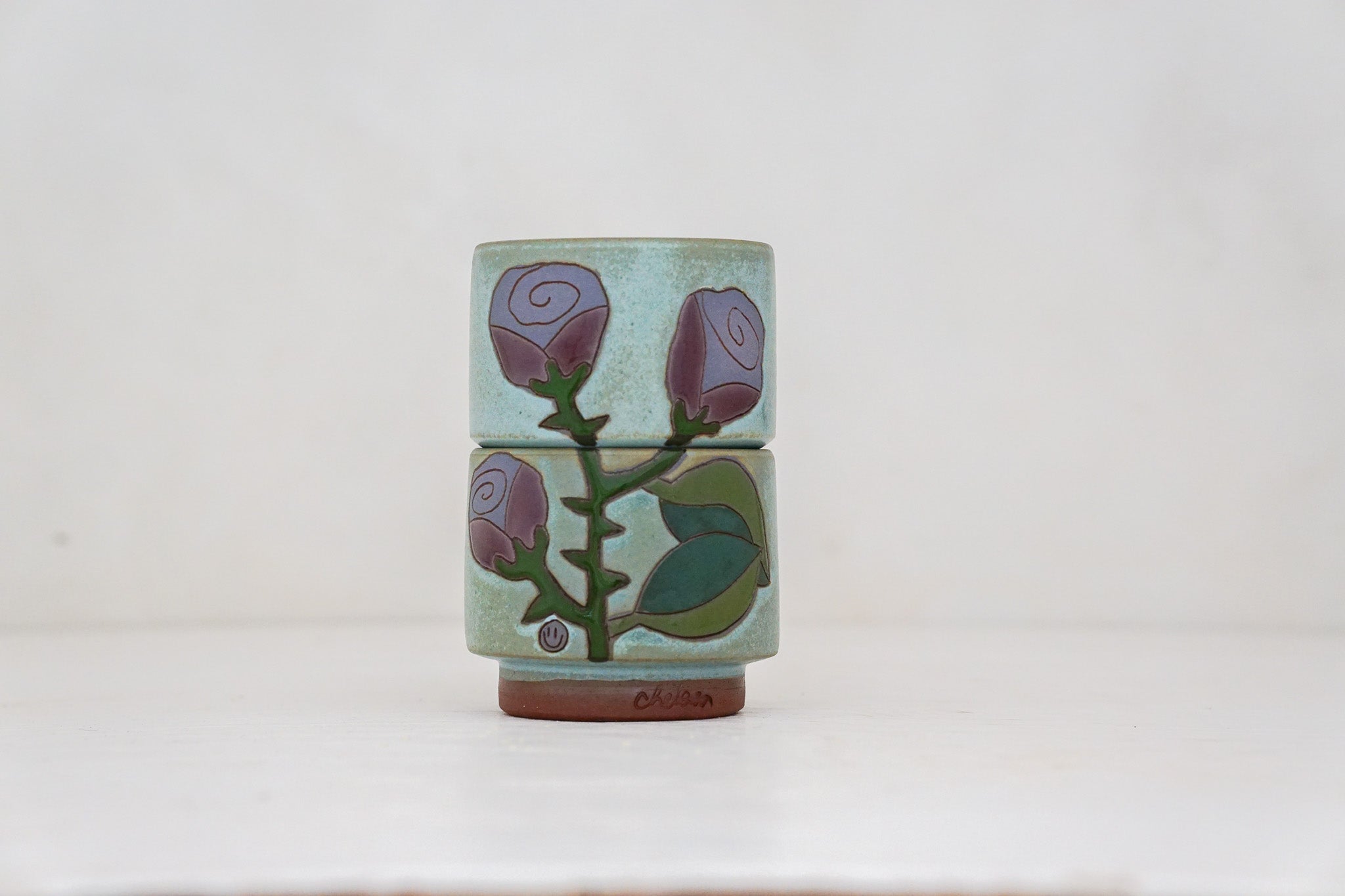 Purple Rose double stack cups in Lake