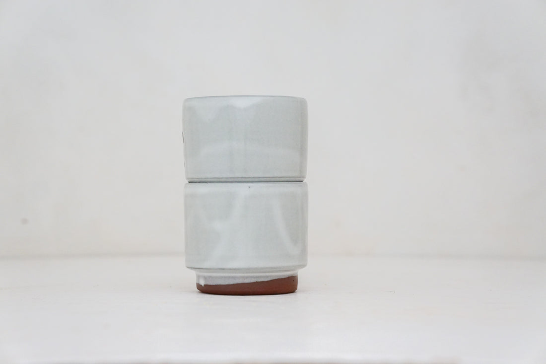 Teal Flower double stack cups in White