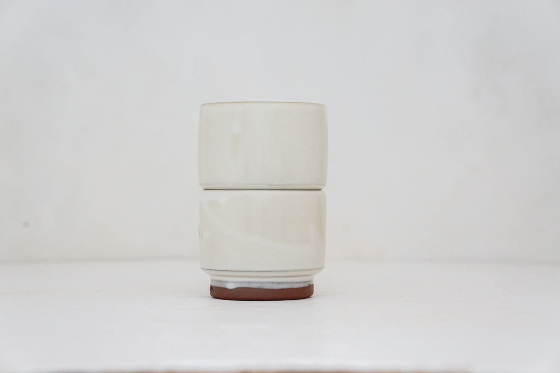 Buttercup flower double stack cups in Bone