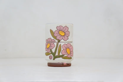 Pinktastic flower double stack cups in Bone