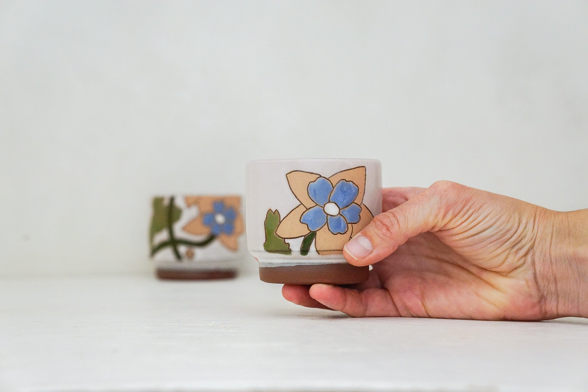 Columbine flower double stack cups in White