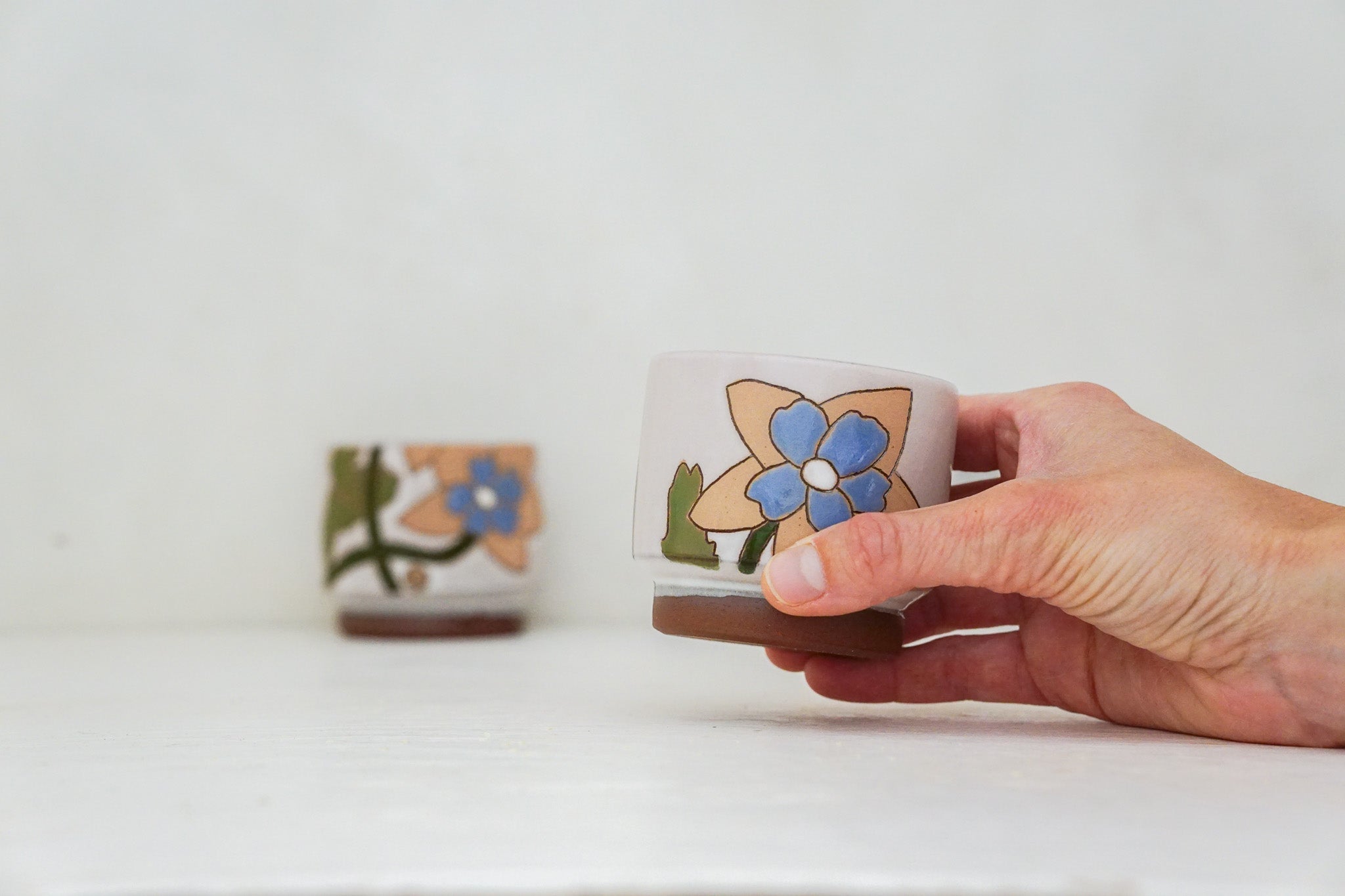 Columbine flower double stack cups in White