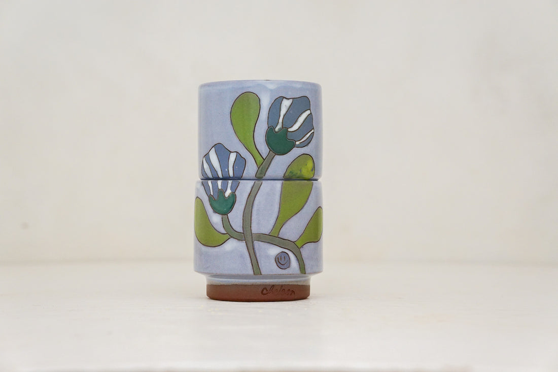 Hello flower double stack cups in White