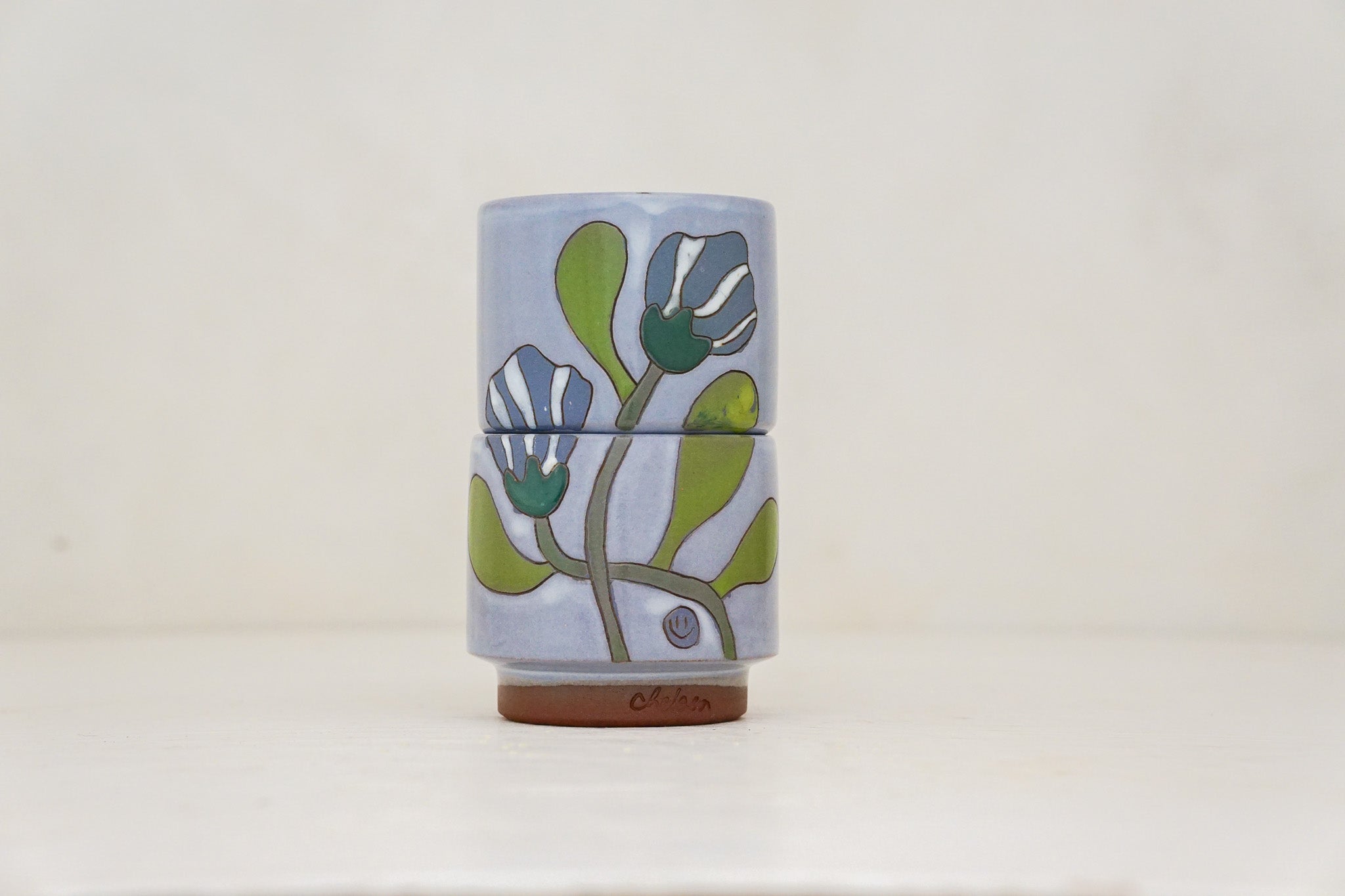 Hello flower double stack cups in White