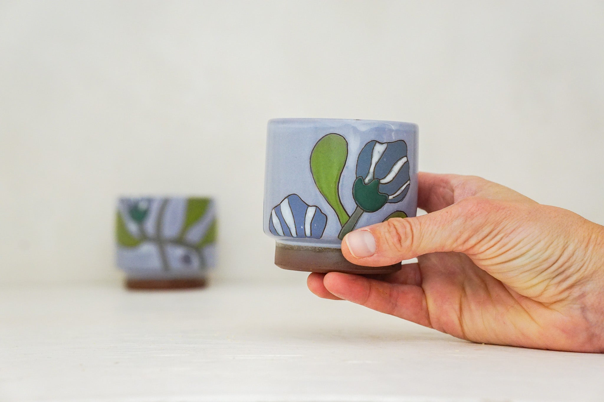 Hello flower double stack cups in White