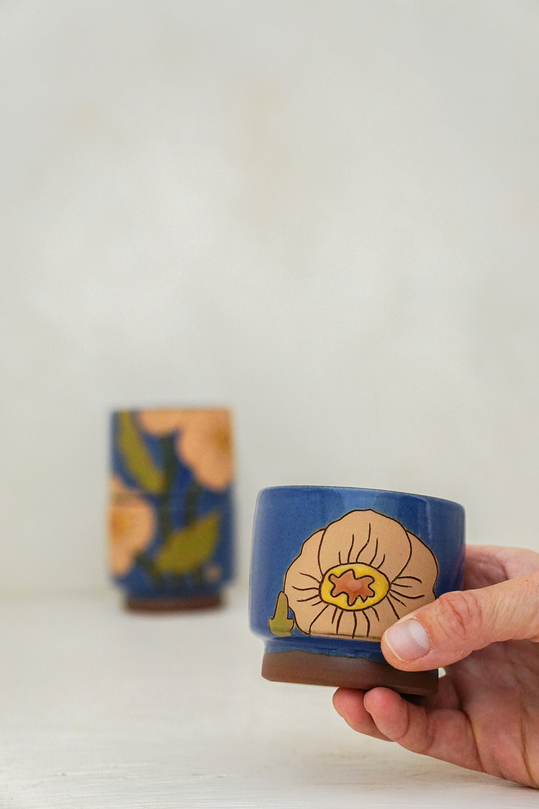 Poppy Flower cups in Flax*