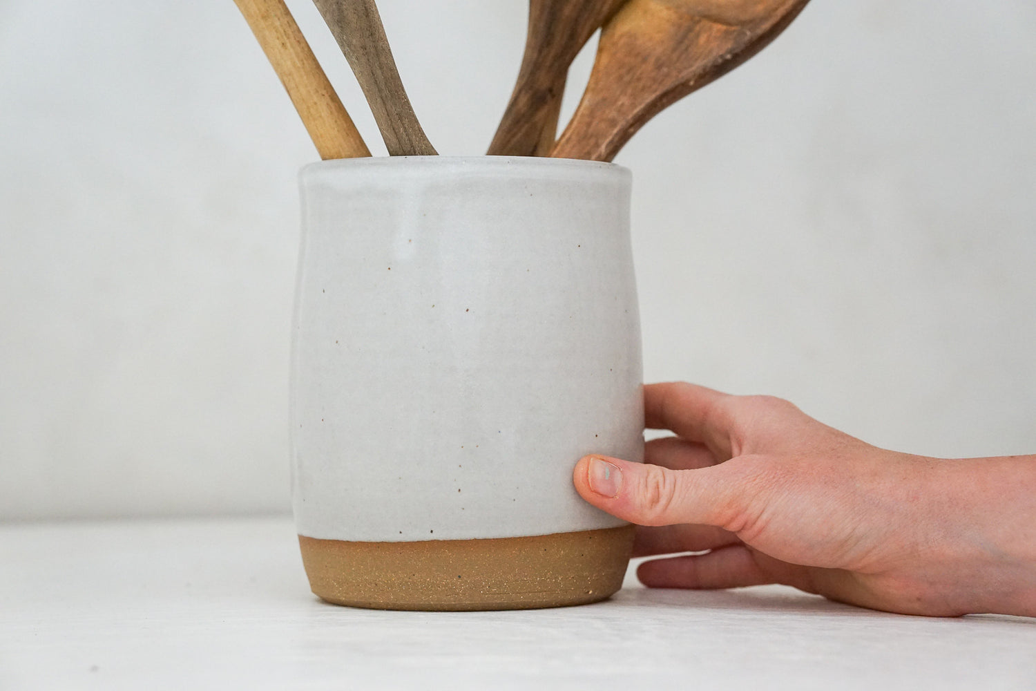 Wavy White Utensil crock / Vase
