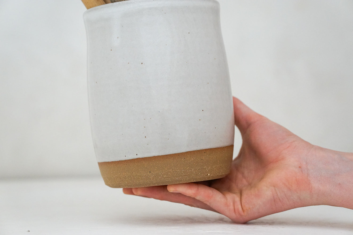 Wavy White Utensil crock / Vase