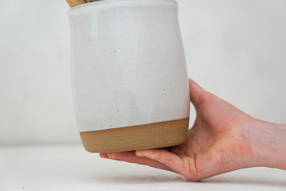 Wavy White Utensil crock / Vase