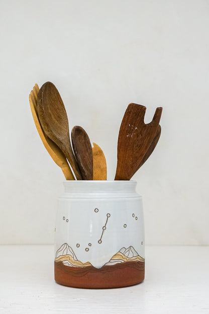 W Teton Moon Phase Utensil Holder in White