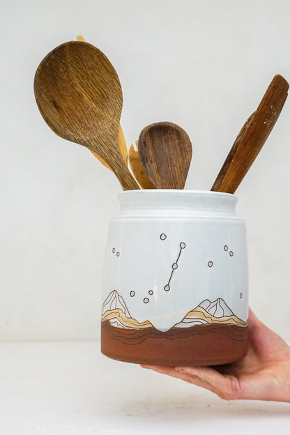 W Teton Moon Phase Utensil Holder in White