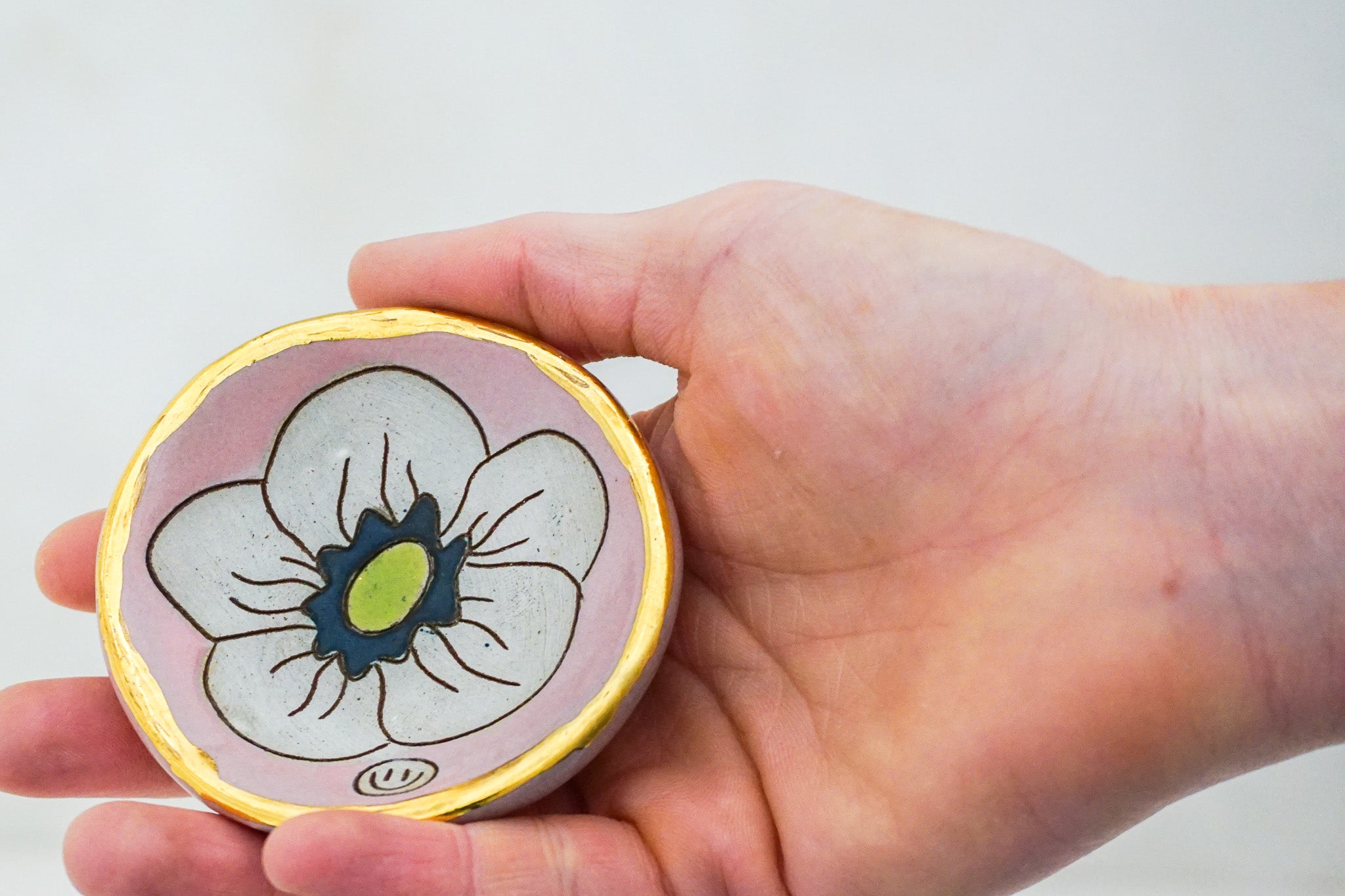 GOLD Flower ring dish in Pink