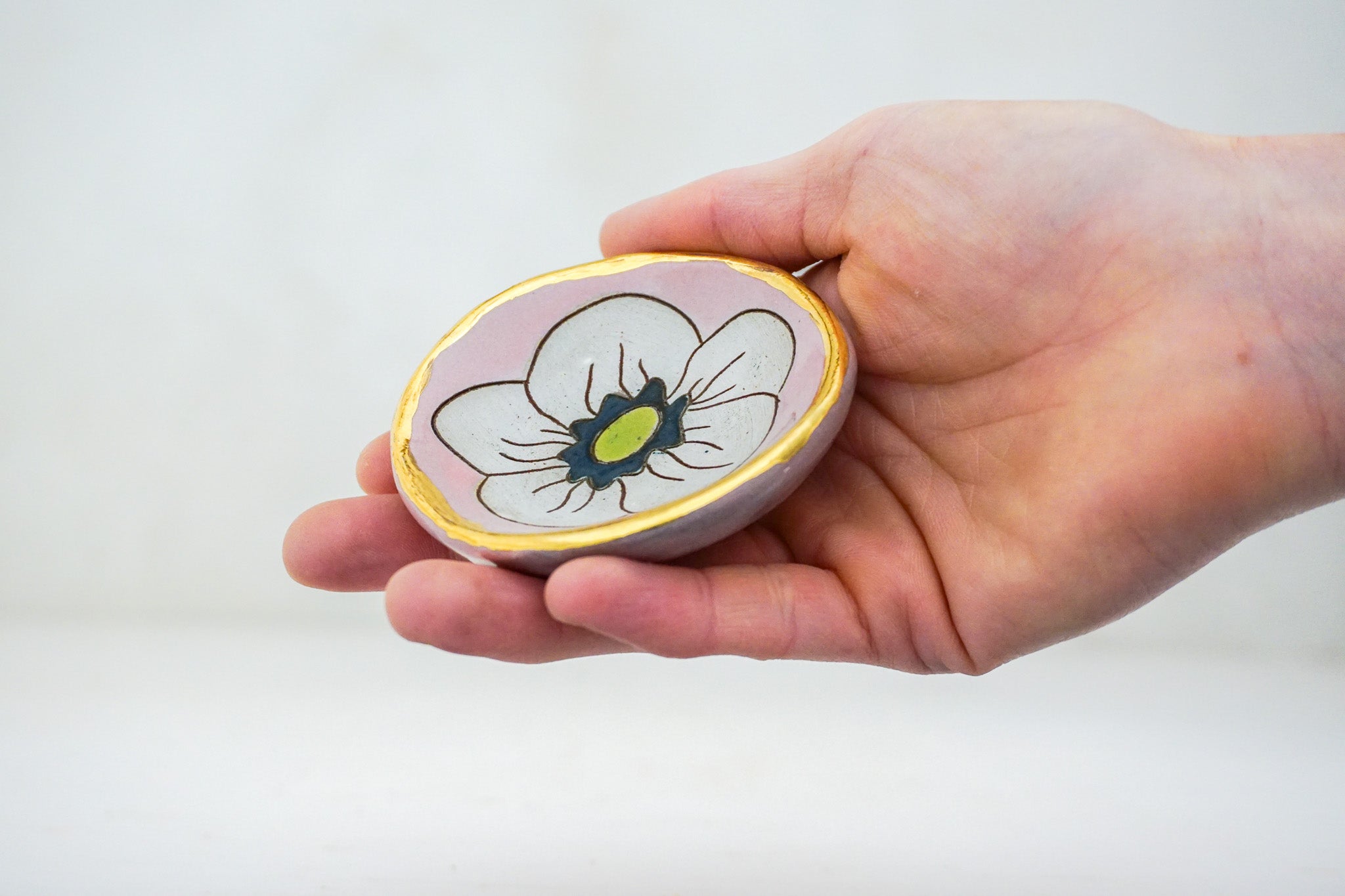 GOLD Flower ring dish in Pink