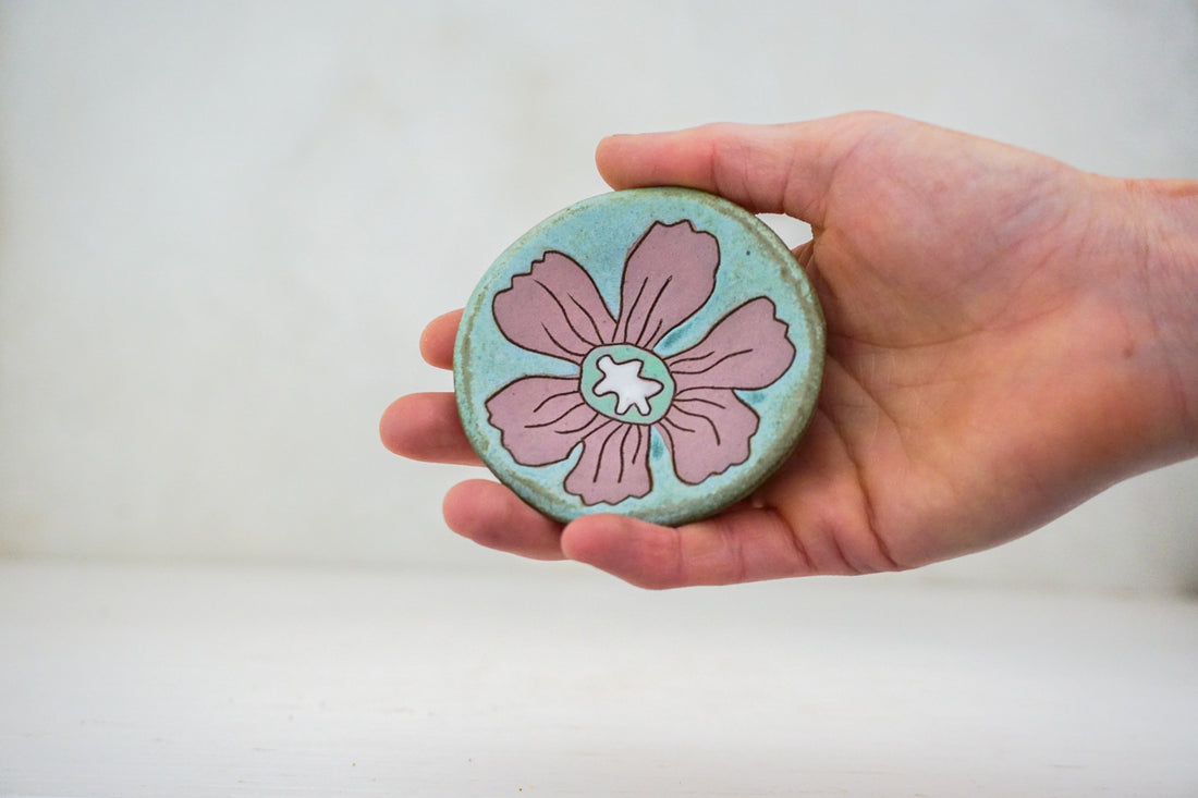 Pink Flower ring dish in Lake