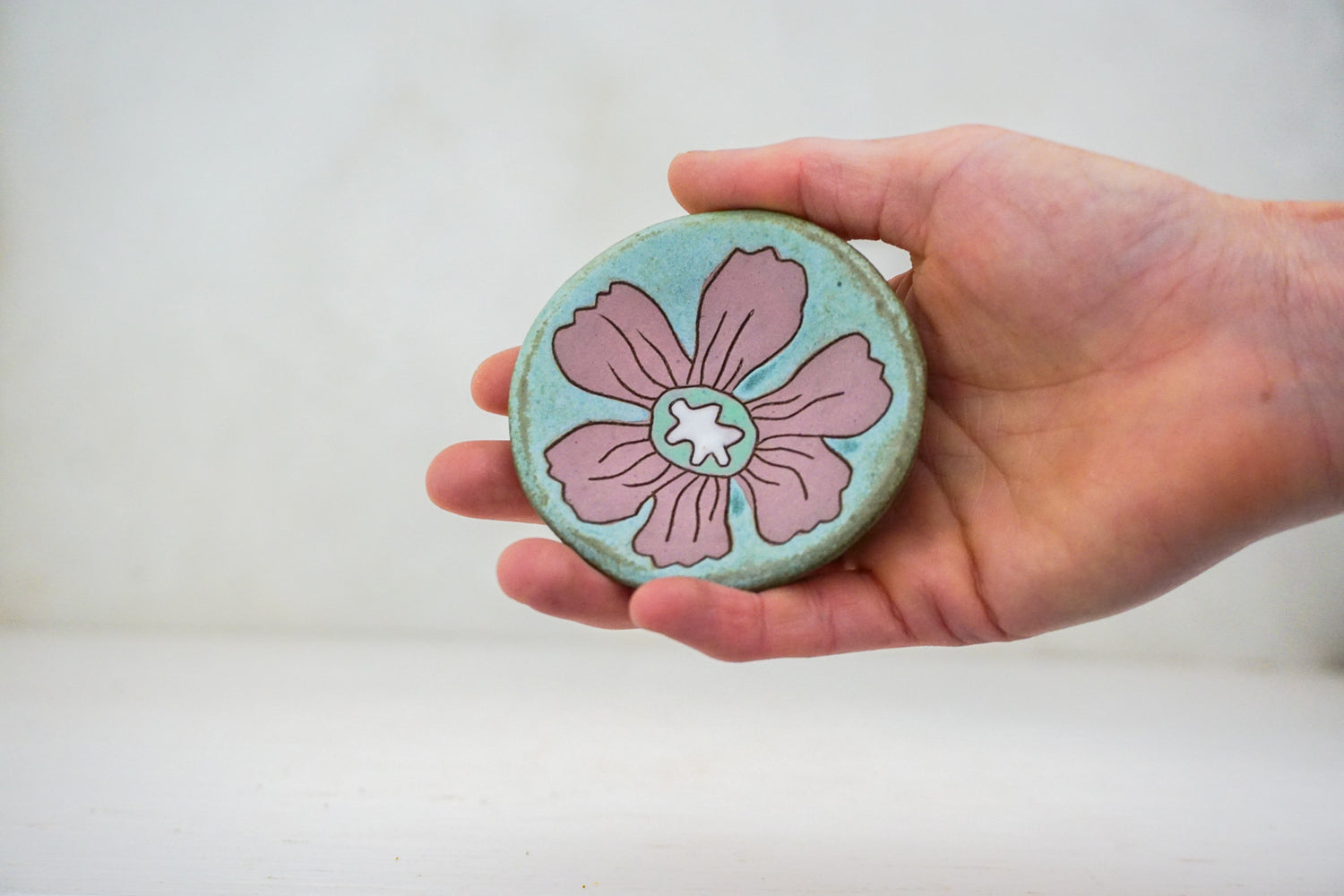 Pink Flower ring dish in Lake